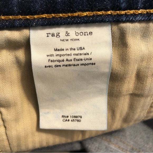 Rag & Bone Fit 2 Slim Fit Wrnace Dark Wash Japanese Denim Jeans Size 32 - Picture 14 of 15
